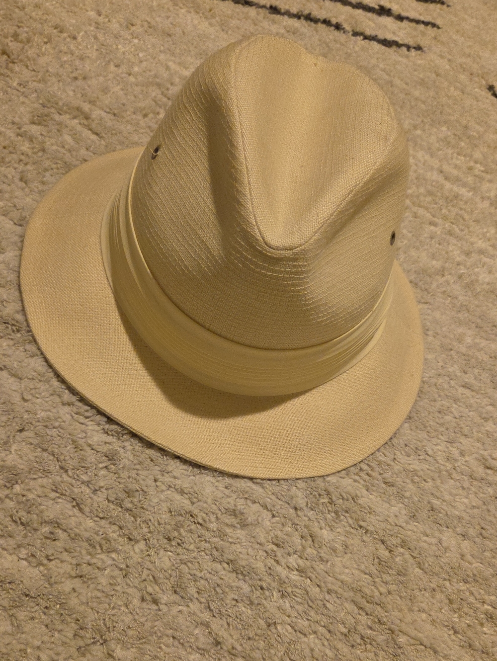 Women's Cream Straw Fedora with Grosgrain Band